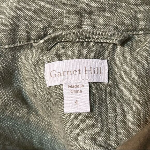 Garnet Hill Relaxed Linen Painter's Topcoat Green Size 4 - Picture 9 of 12